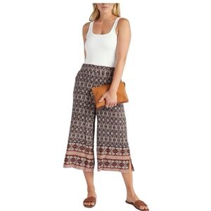 Democracy Skyrise Border Print Cropped Pant in‎ Amber Spice Size Small NEW Boho
